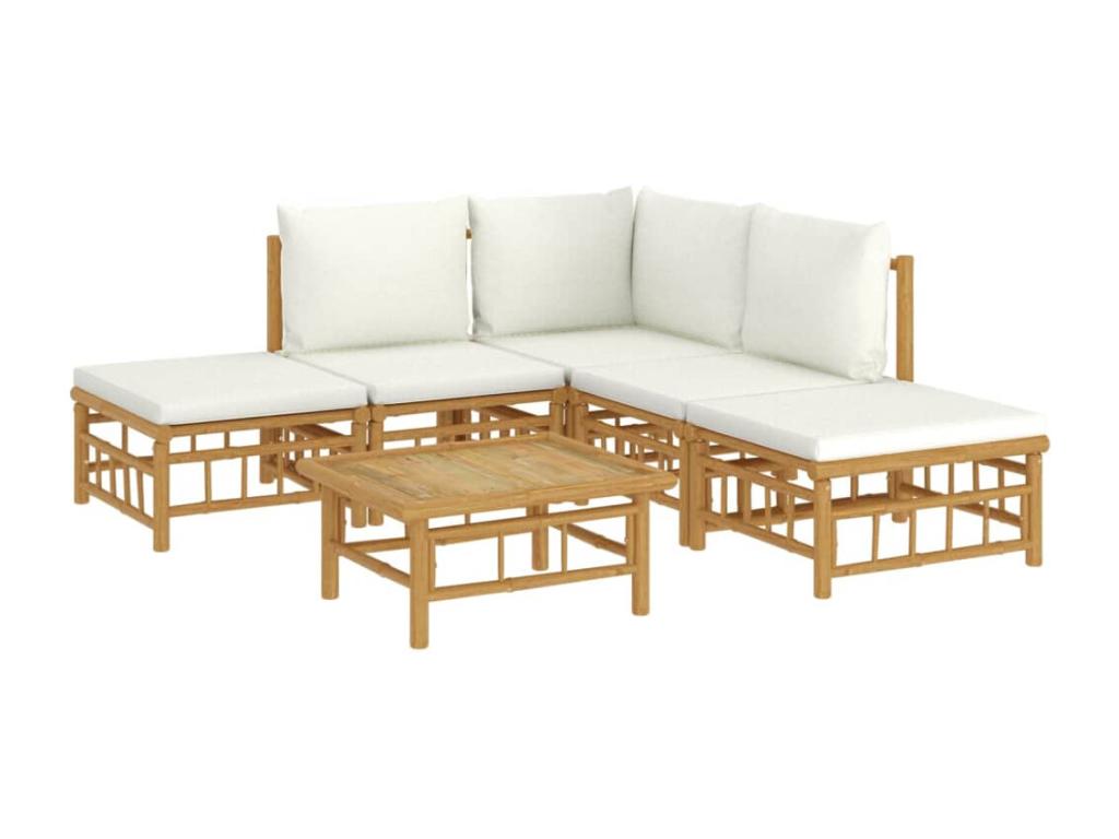 Sunmeub 36914EYAQ 6-piece garden furniture set with cream-white cushions