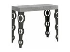 Sunmeub Oriental Style Extendable Console Table 90x40-196 or 90x40-300 - Cement Grey - 2-Leg Support - 5 Slim Extension Leaves 99486USCX