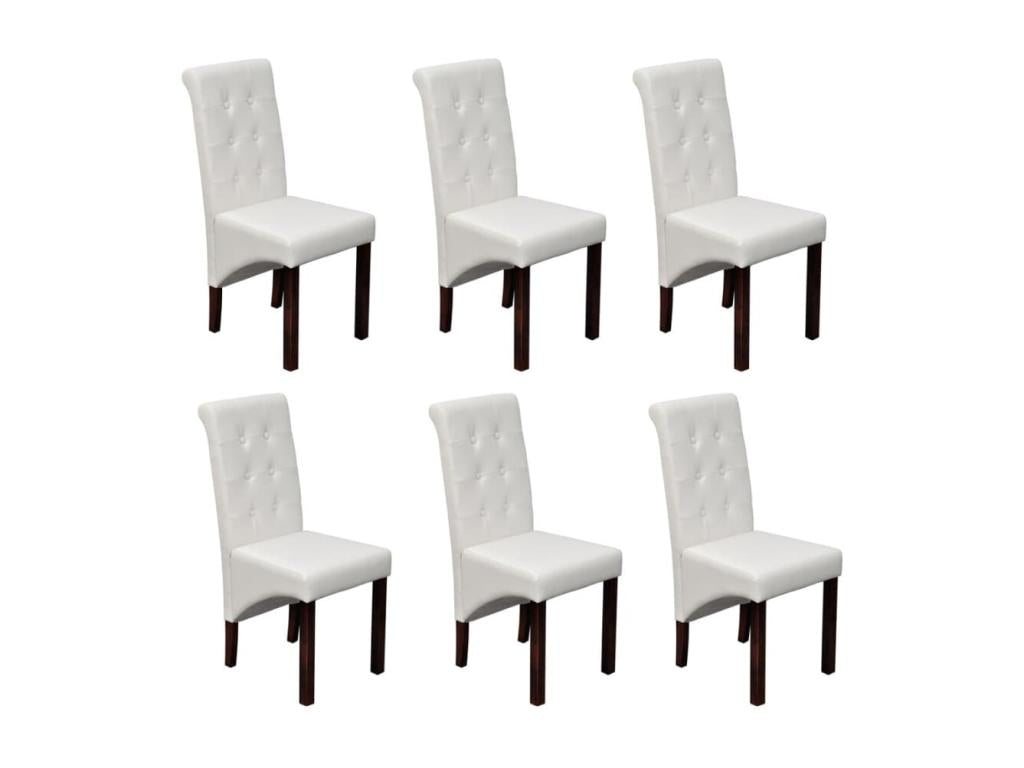 Set of 6 white faux leather dining chairs 62579XVHS