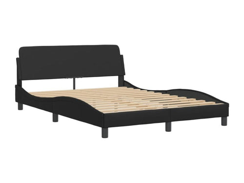 Bed frame with LED lights, black, 140x190 cm, faux leather, 42098TXIJ
