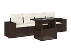 5-piece garden furniture set with cushions, brown wicker resin, 99761ERWS