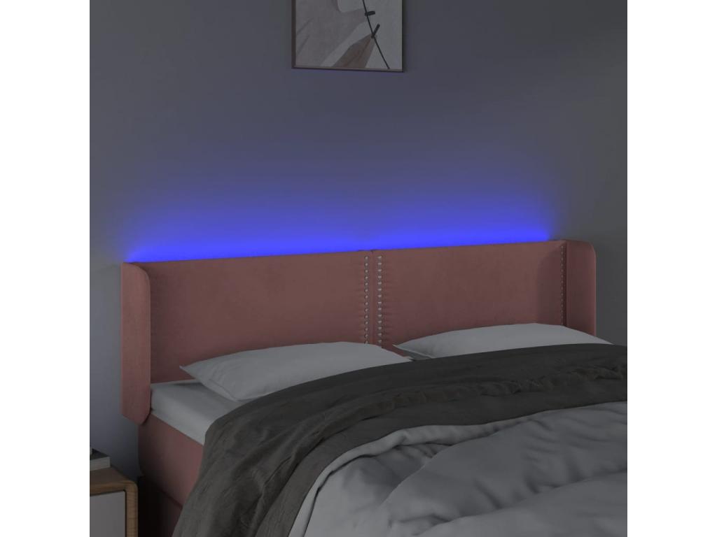 Pink LED Headboard 147x16x78/88 cm Velvet 18186THQF