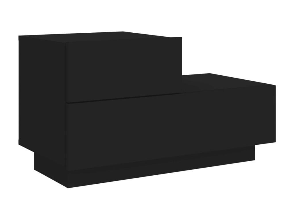 Bedside table with Sunmeubères LED lights, black, 70x36x40.5 cm, 75707PZBM