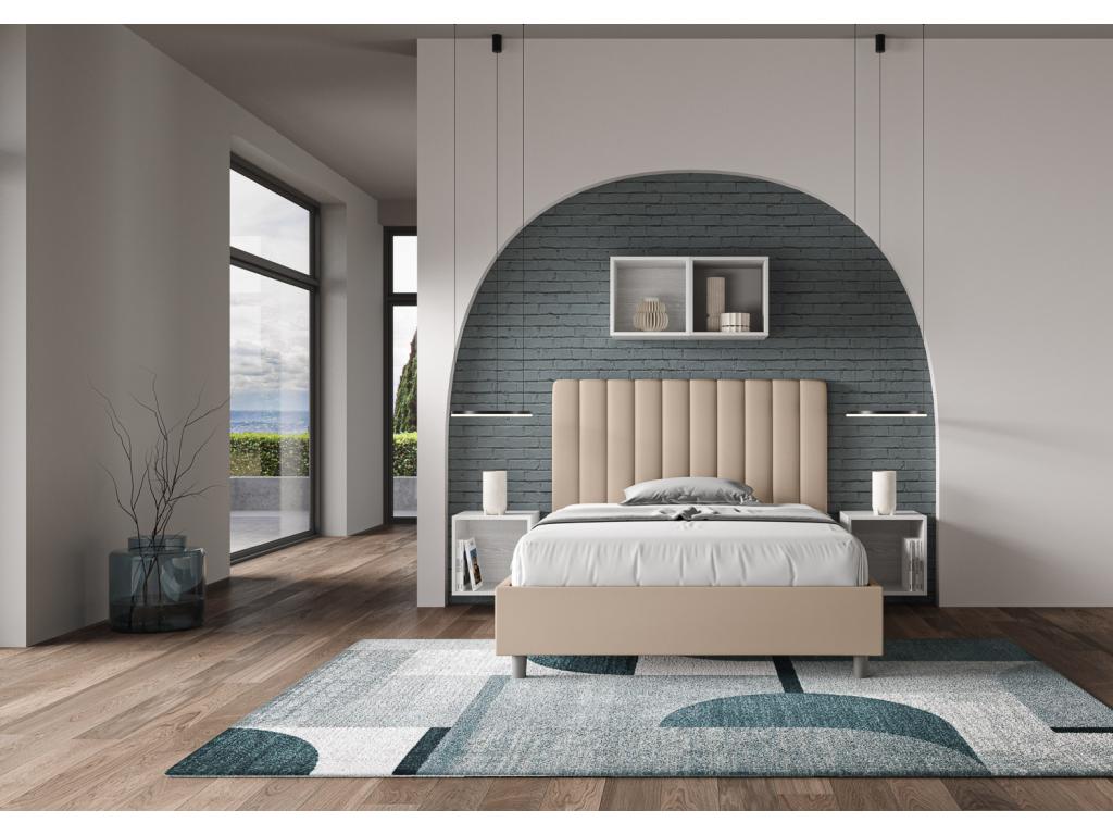 Bed with upholstered slatted base 140x190 faux leather Sunmeub 90302LOQH