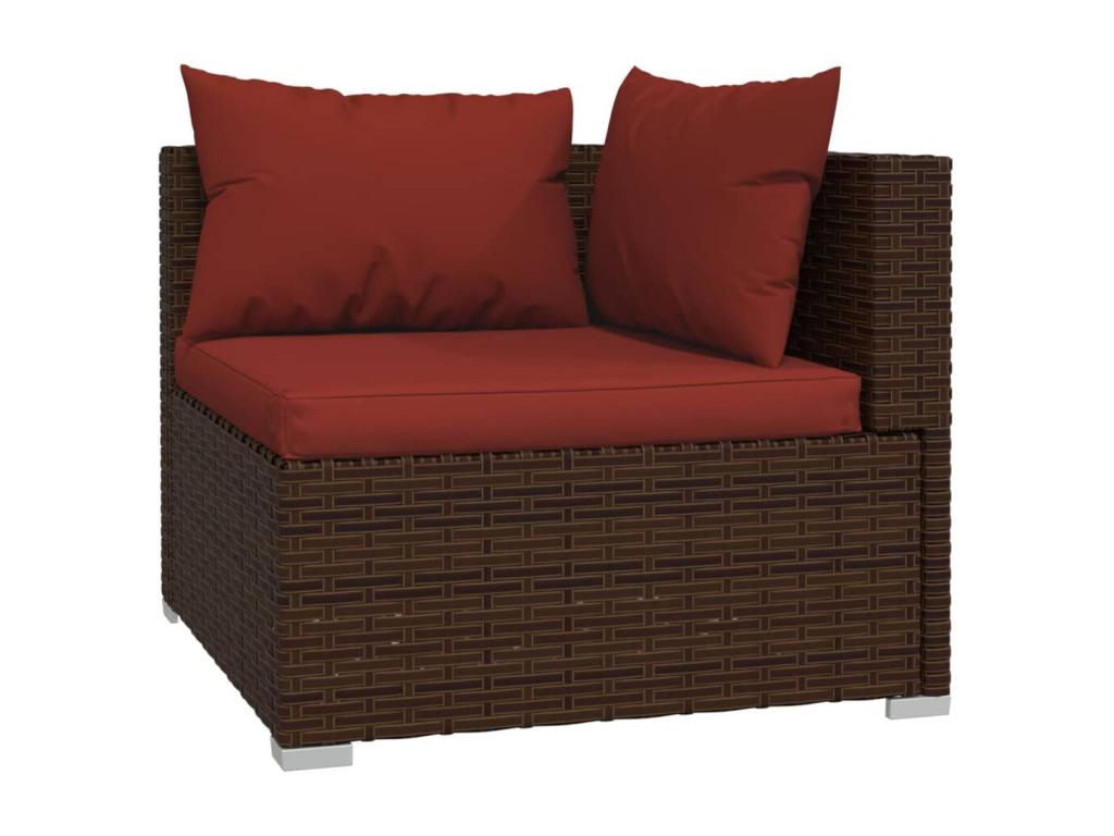 10-piece garden furniture set with cushions, brown woven resin, 70840GESP