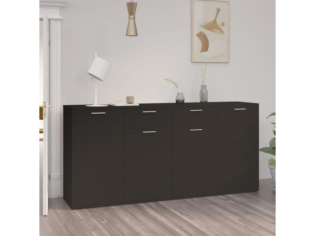 Black Buffet 160x36x75 cm Engineered Wood 73236ZSTN