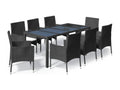 9-piece garden dining set and cushions, black resin wicker 96293MNJU