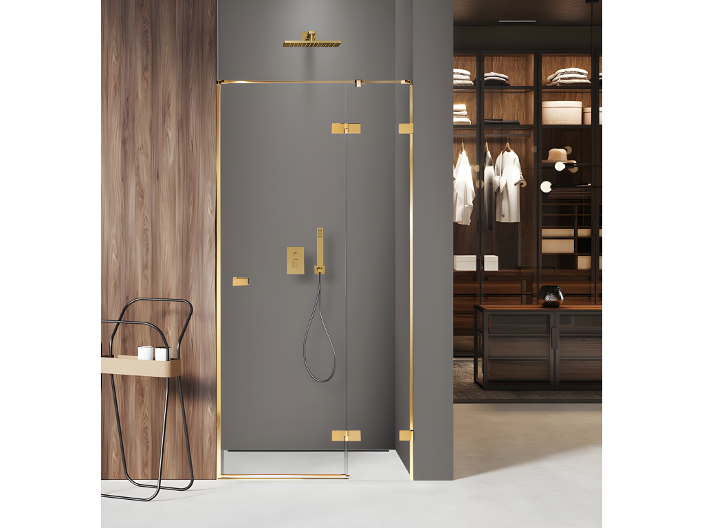 Sunmeub GOLD 98265NOHF 130cm Gold Right-Hand Pivot Shower Door