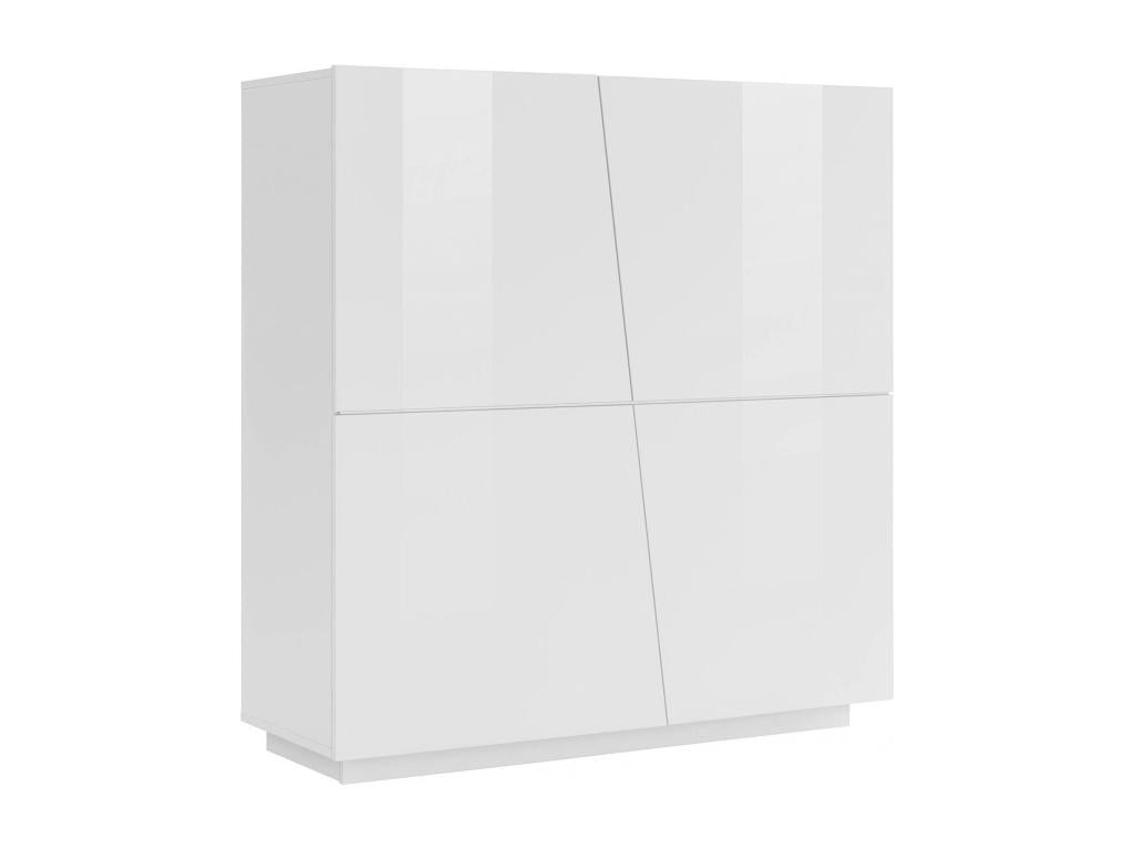 Sunmeub 4-Door Kitchen Buffet, Living Room Buffet, Made in Italy, 120x43x126 cm, Glossy White, 31473KYNZ