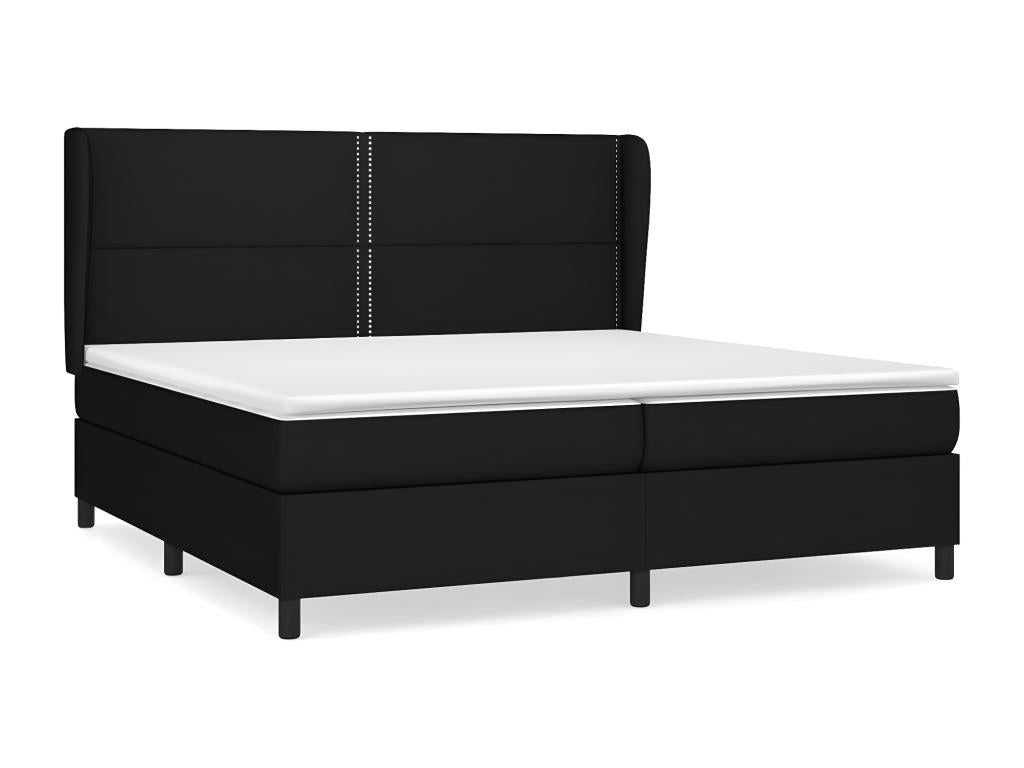 Upholstered bed base with mattress, black, 200x200 cm, fabric, 64532BIIR