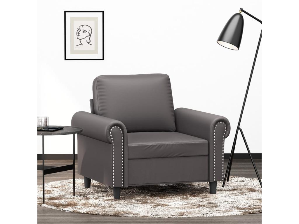 Grey Armchair 60 cm Faux Leather 24203QFKE