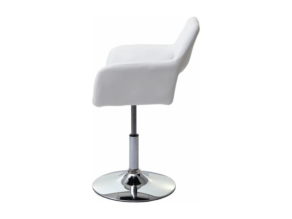 Sunmeub-A50 III Retro 1950s Style Dining Chair in Faux Leather - White with Chrome Metal Legs 18796XGDD