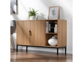 2-Door Buffet with 2 Open Shelves, Grooved Wood Effect, 110 cm Wide - Sunmeub 25041QIFN