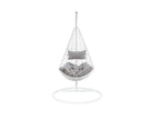 Hanging chair in woven resin - White with grey cushions - Sunmeub 81178ZCMC