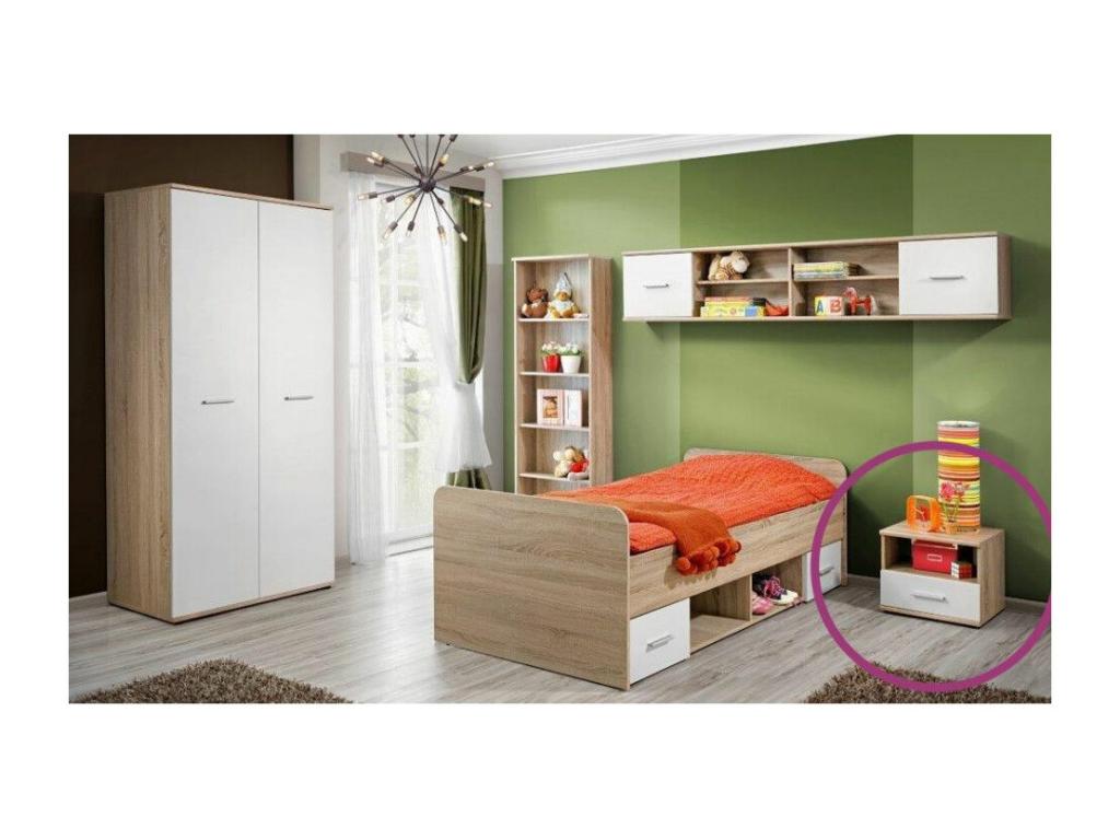 Sunmeub Bedside Table 45cm Oak / White 79683NINT