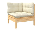6-piece garden furniture set with cream cushions, pine wood 15861OGFQ