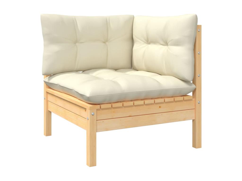 6-piece garden furniture set with cream cushions, pine wood 15861OGFQ