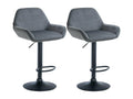 Set of 2 Bar Stools - Velvet - Dark Grey - Sunmeub 91808SNQN