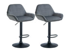 Set of 2 Bar Stools - Velvet - Dark Grey - Sunmeub 91808SNQN