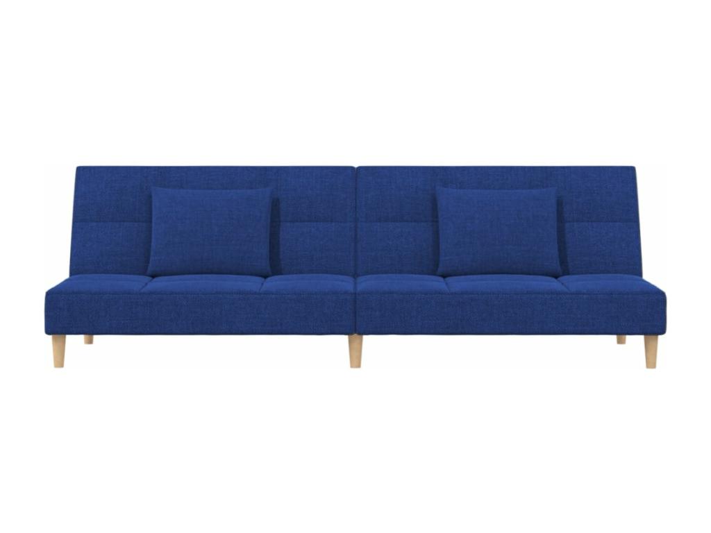2-seater sofa bed with two pillows, blue fabric, 49143ZWDA