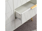 Low sideboard with 6 drawers - Chest of drawers - MDF wood and gold-tone metal - 100x34x73cm - White 82923HCYW