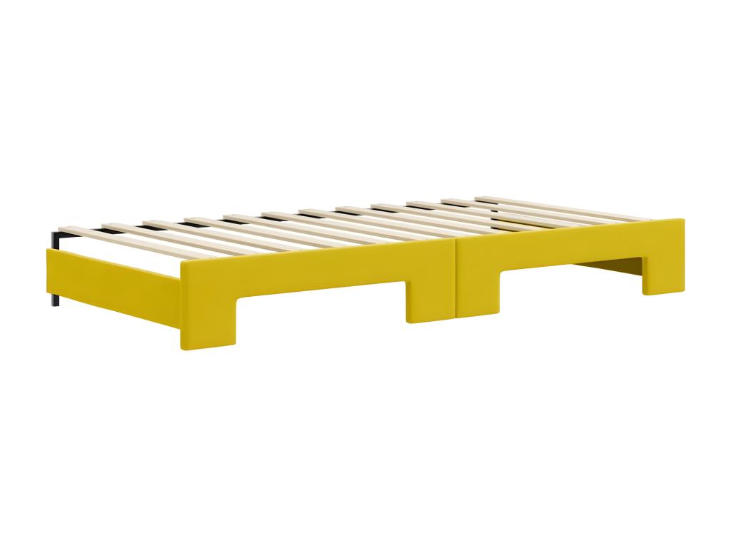 Daybed with trundle and drawers, yellow, 100x200 cm, velvet, 75289AQRE