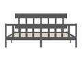 Bed frame with headboard, grey, 200x200 cm, solid wood, 87900YPTX