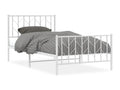 Metal bed frame with headboard and footboard, white, 100x190 cm, 71390AHSH