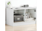 TV stand with white glass doors 68x37x42 cm 64875CWAL