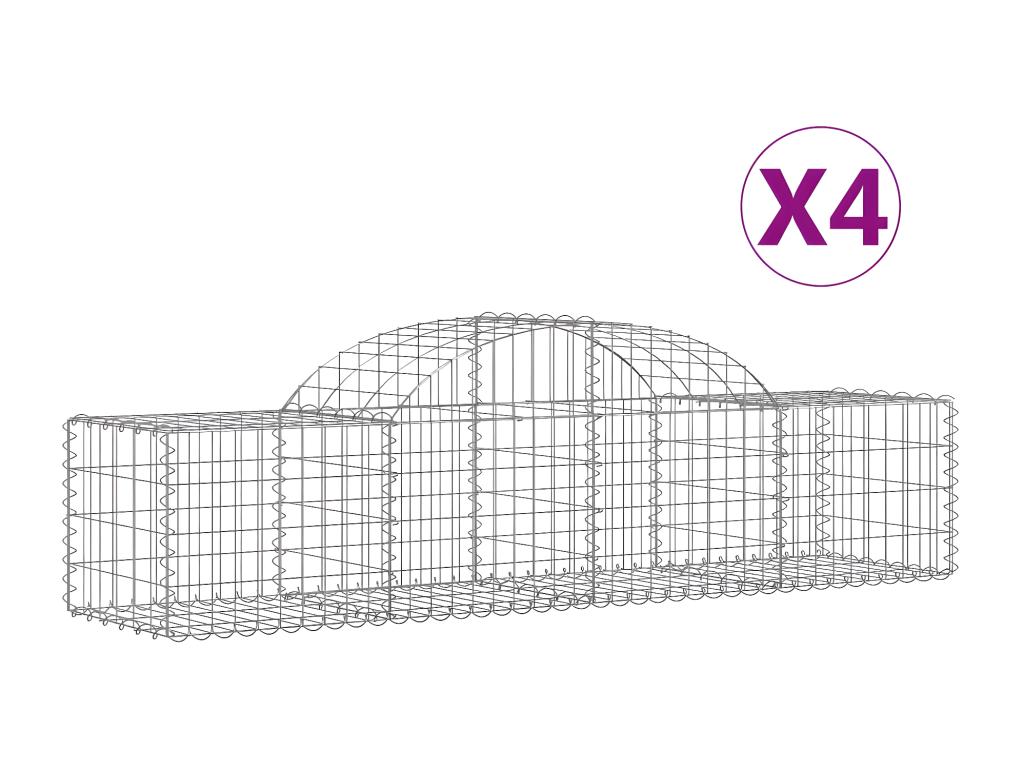 Arched gabion baskets, 4 pieces, 200x50x40/60 cm, galvanized iron, 41759PVFG
