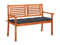 2-seater garden bench with cushion, 120 cm, eucalyptus wood, 52335GFRV