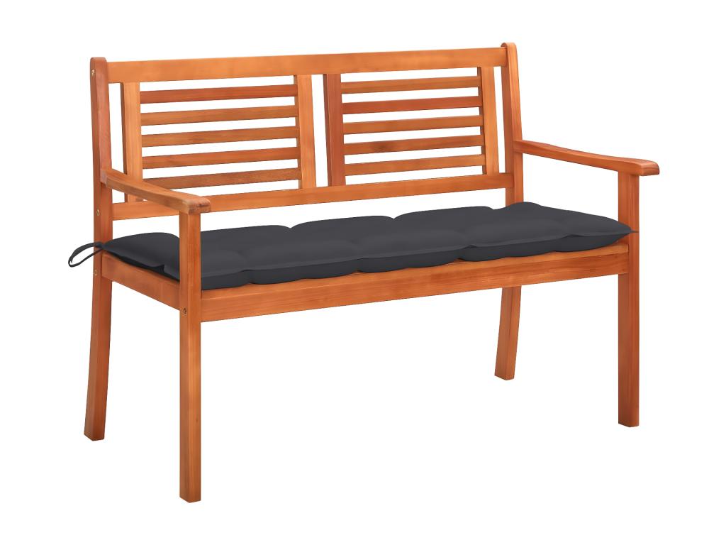 2-seater garden bench with cushion, 120 cm, eucalyptus wood, 52335GFRV