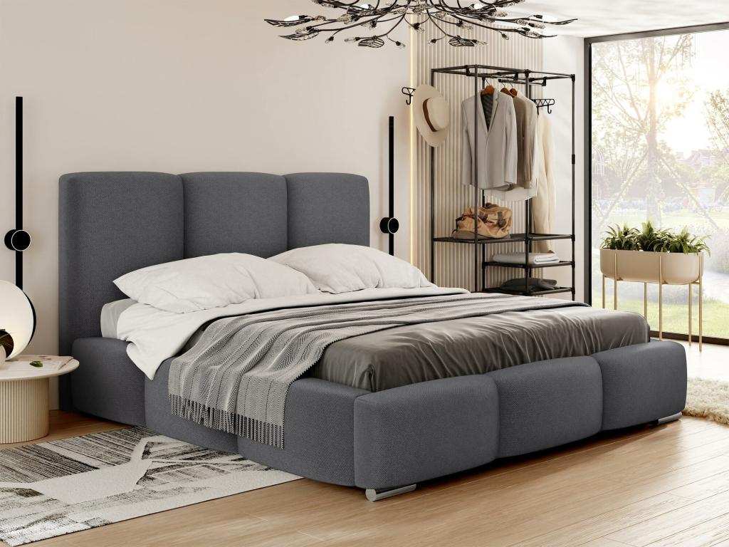 Sunmeub 383 Double Grey Bed 140x200 Upholstered Slatted Base to Sunmeub 160x222x112cm 49831KJQU