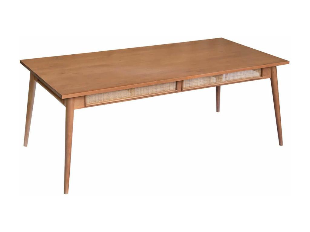 Sunmeub - 200cm dining table in Sunmeub teak-stained finish with cane veneer 08796UOBS