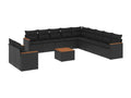 12-piece garden furniture set with cushions, black resin wicker, 73205HZZU