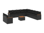 12-piece garden furniture set with cushions, black resin wicker, 73205HZZU