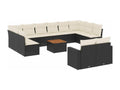 13-piece garden furniture set with cushions, black wicker resin, 85145SIHP
