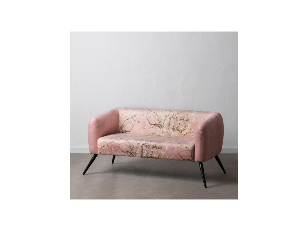 2-Seater Sofa Pink Velvet/Metal - Sunmeub 32565CBRK