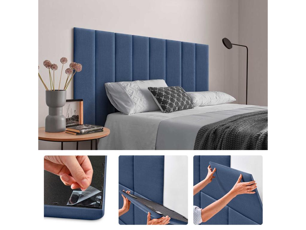 Homeboisstore Set of 1 Self-adhesive Linen Wall Panel, Sound Absorption, Shock Protection and Headboards, Navy Blue, 60x30cm x1 88179DCDH