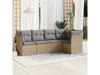 5-piece garden furniture set with cushions, beige woven resin, 41945EOLZ