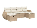 6-piece garden furniture set with cushions, beige wicker resin, 41918UWPG