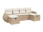 6-piece garden furniture set with cushions, beige wicker resin, 41918UWPG