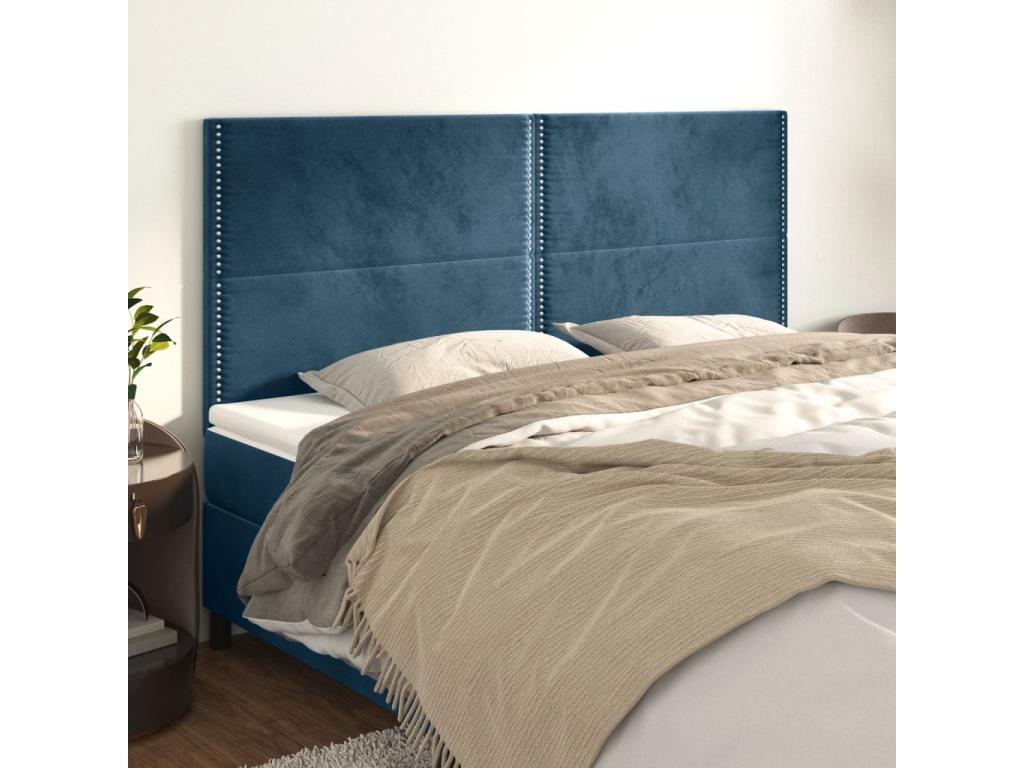 4-Piece Headboard Set, Dark Blue, 80x5x78/88 cm, Velvet, 12855ZPRJ