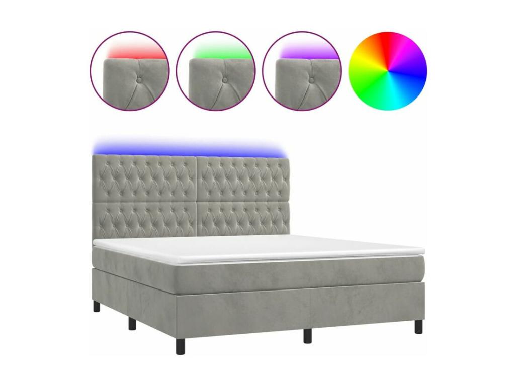 Sunmeub bed base with mattress and LED light grey 180x200 14532BQTT