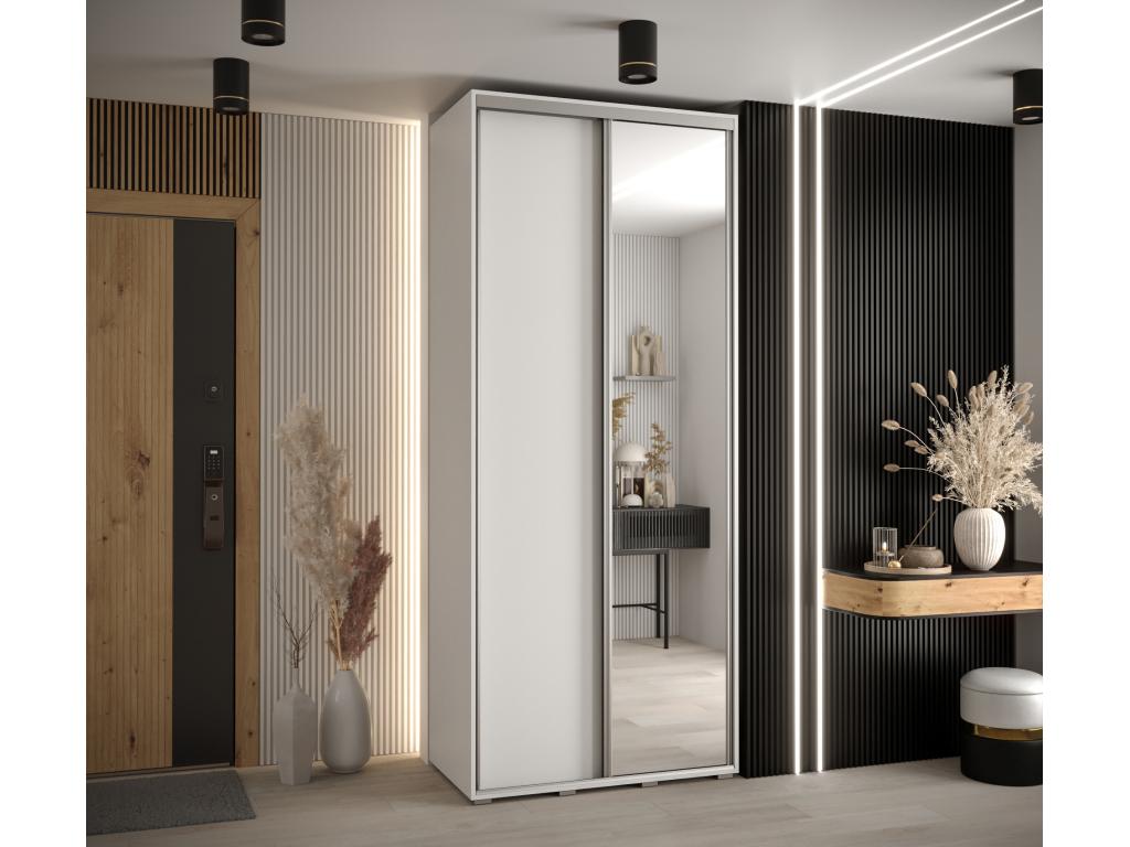 Sunmeub 3 Sliding Door Wardrobe 235.2/110/60 2 Doors White/White/Silver 13874OEQZ