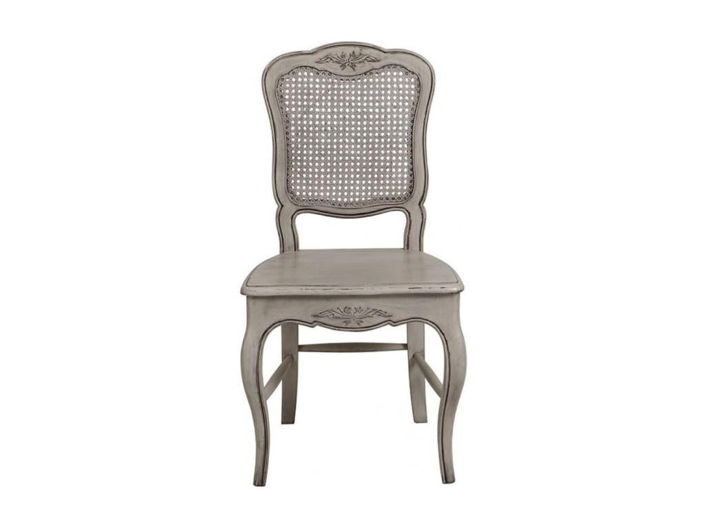 Set of 2 Wooden Chairs with Wooden Seats and Cane Backs - Grey - Sunmeub Castle 92514KIIG