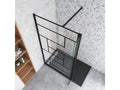Walk-in shower screen 140 x 30 x 200 cm with pivoting return panel - Black - with 90 cm cuttable support bar 25199PNQD