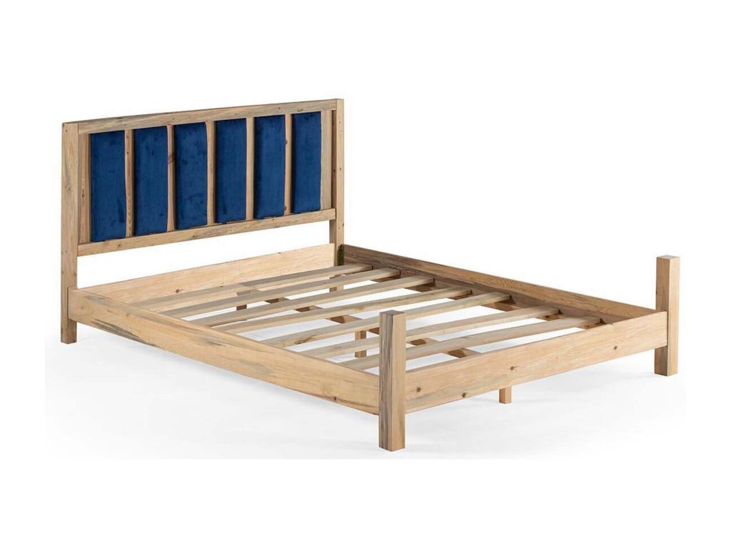Sunmeub Light Solid Wood Bed with Soft Fabric Headboard - 7 Sizes - Sunmeub Color - 90x190 50021TPCY