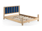 Sunmeub Light Solid Wood Bed with Soft Fabric Headboard - 7 Sizes - Sunmeub Color - 90x190 50021TPCY