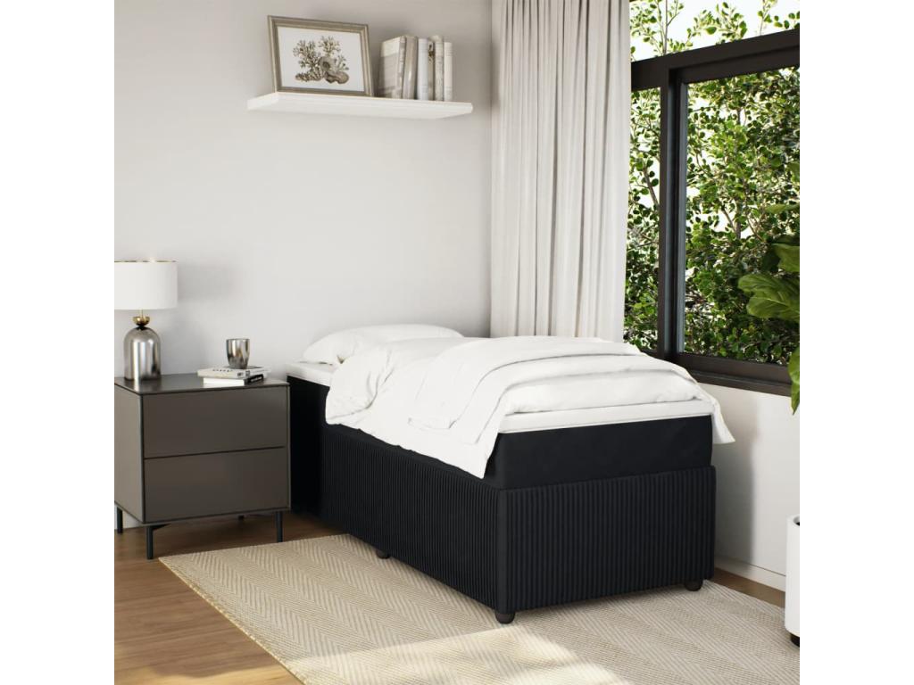 Sunmeub bed base and mattress, black, 80x200 cm, velvet, 77743TWQT